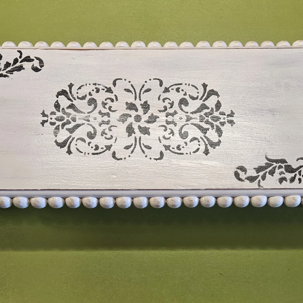 Decorative Distressed White and Black Wooden Tray/Riser - Picture 6 of 6
